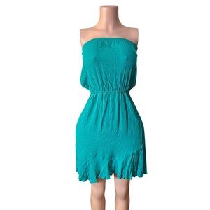 565/Elegant Teal Strapless Dress